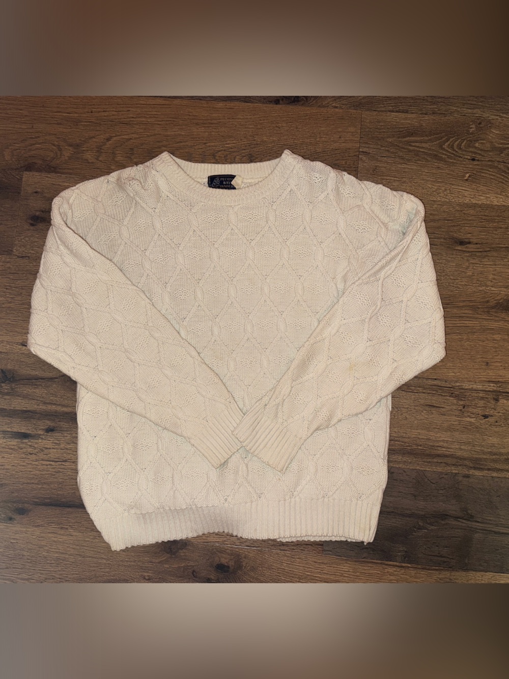 Cream Cable Knit Crewneck Sweater - Unbranded